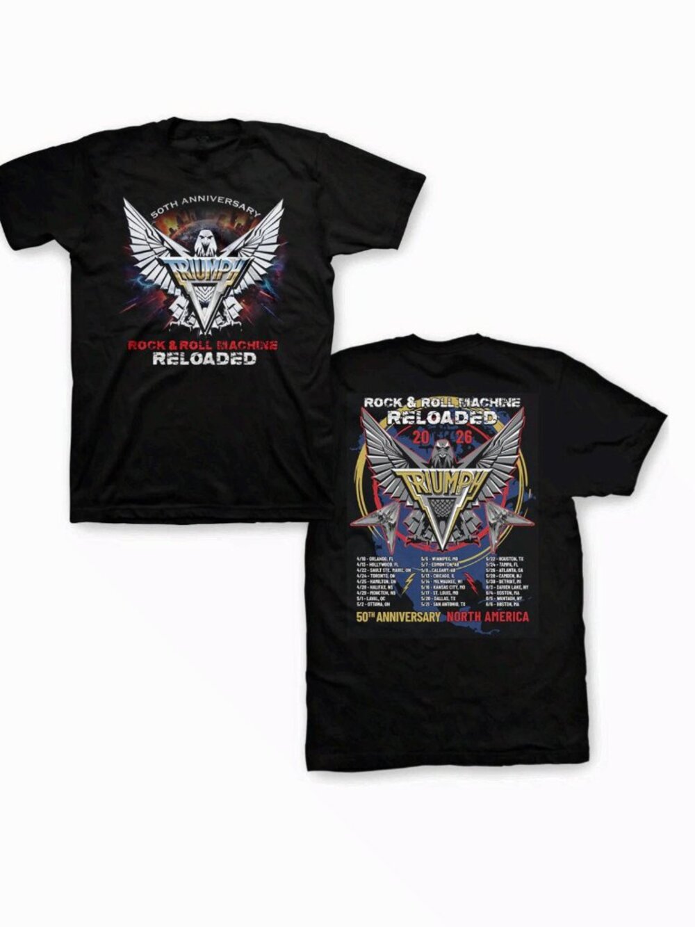 Triumph Band 50th Anniversary Tour 2026 2-Sided Concert Tee